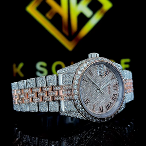 Nouvelle montre de luxe automatique en acier inoxydable et cuir, de qualité supérieure, résistante à l'eau, au design unique, avec diamants VVS, unisexe - Product Image 1