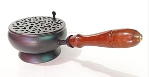 Brûleur d'encens arabe traditionnel haut de gamme, résistant à la chaleur, avec poignée en bois, support en métal pour charbon de bois, pour Oud, encens de temple, écologique - Product Image 2