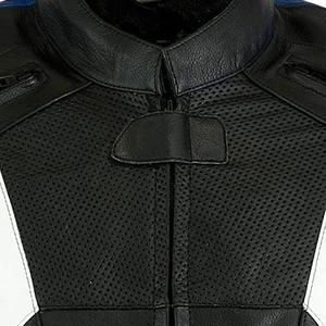 Men's Black Blue <b>White</b> Leather Motorcycle <b>Jacket</b> Stand Collar Zipper Closure Moto <b>Biker</b> Style Breathable Spring Wear Regular Fit - Product Image 3