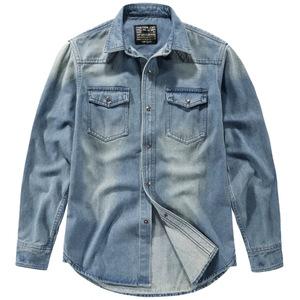 Camisa de Mezclilla Ligera de Manga Larga para Hombre, Corte Ajustado, Informal, Transpirable, Ecológica, de Secado Rápido, Algodón y Elastano, Personalizable, para Verano - Product Image 1
