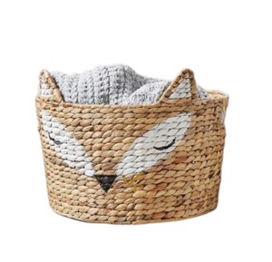 Cesta de Almacenamiento de Jacinto de Agua Tejida Fox, Organizador de Juguetes con Diseño de Animal, Cesto Decorativo Abierto para Guardería con Temática de Bosque - Product Image 1