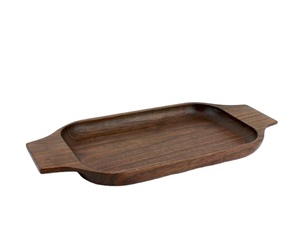 Latest Contemporary Wooden Appetizer Board With Twin Dip Holders Kitchen Dining Snack Presentation Serving Tray - Product Image 1