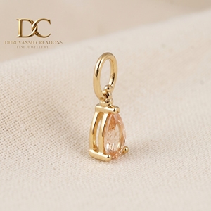 Latest Design 14KT <b>Solid</b> Yellow <b>Gold</b> Minimalist Charm <b>Pendant</b> With Lab Grown Morganite Prong Setting Unisex Fine Jewelry - Product Image 5