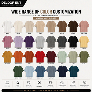Wholesale Solid Jersey <b>Waffle</b> Knit Men's Casual Loose Fit Short Sleeve Crew Neck T-<b>Shirt</b> OEM Clothing Manufacturer - Product Image 5