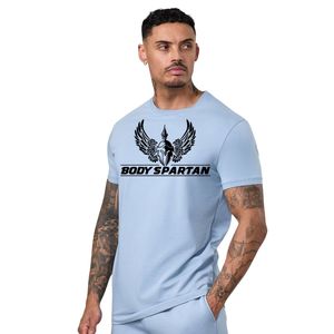 Camiseta Deportiva para Hombre, Color Azul Claro, con Estampado Gráfico, Cuello Redondo, Manga Corta, para Gimnasio, Entrenamiento, Deporte, Casual - Product Image 1