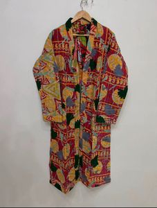 Kimono Largo Estampado con Parches Florales Vintage para Mujer, Hecho a Mano con Fibra de Bambú, Suave, para Usar en Verano y Otoño - Product Image 3