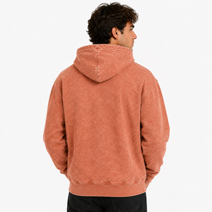Sweat à capuche vintage streetwear pour homme, coupe oversize, en coton épais, délavage rétro, broderie personnalisée, pull décontracté tendance, vente en gros de vêtements - Product Image 3