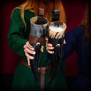 Gobelet en corne fait main, tasse à boire traditionnelle, vaisselle - Product Image 4