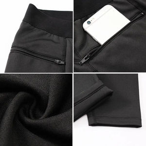 Leggings de compression noirs pour hommes, couleur unie, taille élastique, poche, longueur intégrale, pantalon de yoga - Product Image 5