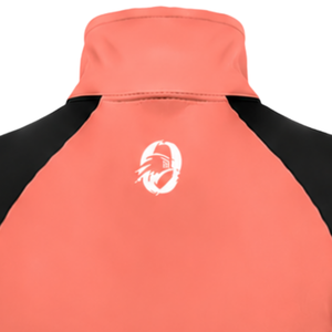Women Quarter Zip Athletic <b>Top</b> Coral Pink Long Sleeve Fitted Sports Training Shirt High Collar <b>Thumbhole</b> Performance Activewear - Product Image 6