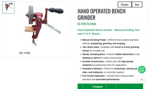 Hand Operated <b>Bench</b> Grinder Manual Grinding Machine Jewelry <b>Tools</b> Jewellery <b>Tools</b> | Item No GS-1293 - Product Image 3
