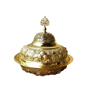 Modern Arabic Design Eco-friendly Date Bowl Gold Luxury <b>Decorative</b> Handmade Stainless Steel Serving Bowl Dome <b>Lid</b> Party Hotel - Product Image 1