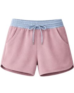 Light Blue Women Shorts Elastic Waist <b>Drawstring</b> Casual Gym Shorts Contrast Trim Summer Lounge Shorts Soft Comfortable Wear - Product Image 1
