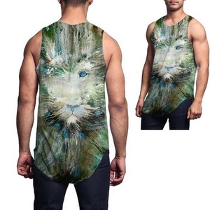 Camiseta sin mangas de poliéster con estampado de sublimación de logotipo personalizado, de secado rápido, tejido de malla sin costuras, para correr, entrenar y hacer ejercicio en el gimnasio. - Product Image 6