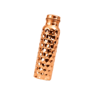 Bouteille d'eau en cuivre pur, design martelé diamant, bienfaits ayurvédiques pour la santé, gourde en cuivre anti-fuite, fournisseur en gros OEM - Product Image 1