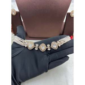 Raina Moissanite Choker Necklace-Indian Ethnic <b>Artificial</b> <b>Jewellery</b> - Product Image 2