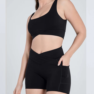 Ensemble soutien-gorge de sport et leggings de yoga personnalisés en Spandex/Nylon pour femmes, respirants, à maintien élevé, avec logo frontal, vente en gros OEM à prix abordable - Product Image 2