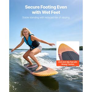 Tabla de Wakesurf de 63 Pulgadas con Núcleo de Espuma EPS, Almohadilla Antideslizante de EVA, 3 Aletas Traseras, Resistente a los Rayos UV - Product Image 4
