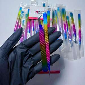 Pince à épiler cils Getup Brosons IMPEX Rainbow en acier inoxydable, pointes lisses de précision, 10 mm, ensemble en boîte - Product Image 3