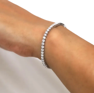 Bracelet de mariée tennis en or massif 10K 14K 18K avec diamants de laboratoire taille ronde, couleur DEF, clarté VS VVS, certifié IGI, serti à griffes - Product Image 5