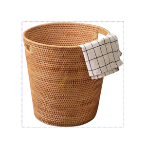 Handwoven Round Rattan <b>Storage</b> Basket for <b>Laundry</b> Home <b>Organization</b> - Product Image 3