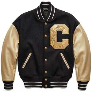 Custom Streetwear Men's Blue Varsity Jacket Embroidered C Logo Wool Blend Bomber Jacket - Product Image 5