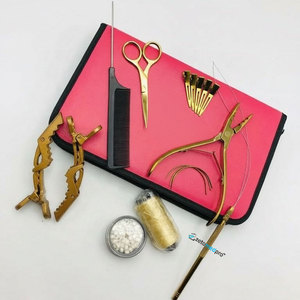 Professional Stainless Steel Hair Extension Tools Set Gold 3-Hole Plier with Hair Section Clips & <b>Beads</b> <b>Thread</b> Alligator Clips - Product Image 4