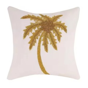 Modern Designer Seed Beads Decorative <b>Cushion</b> Cover Stylish Handmade Embroidered <b>Cushion</b> Cover Sofa Decor - Product Image 5