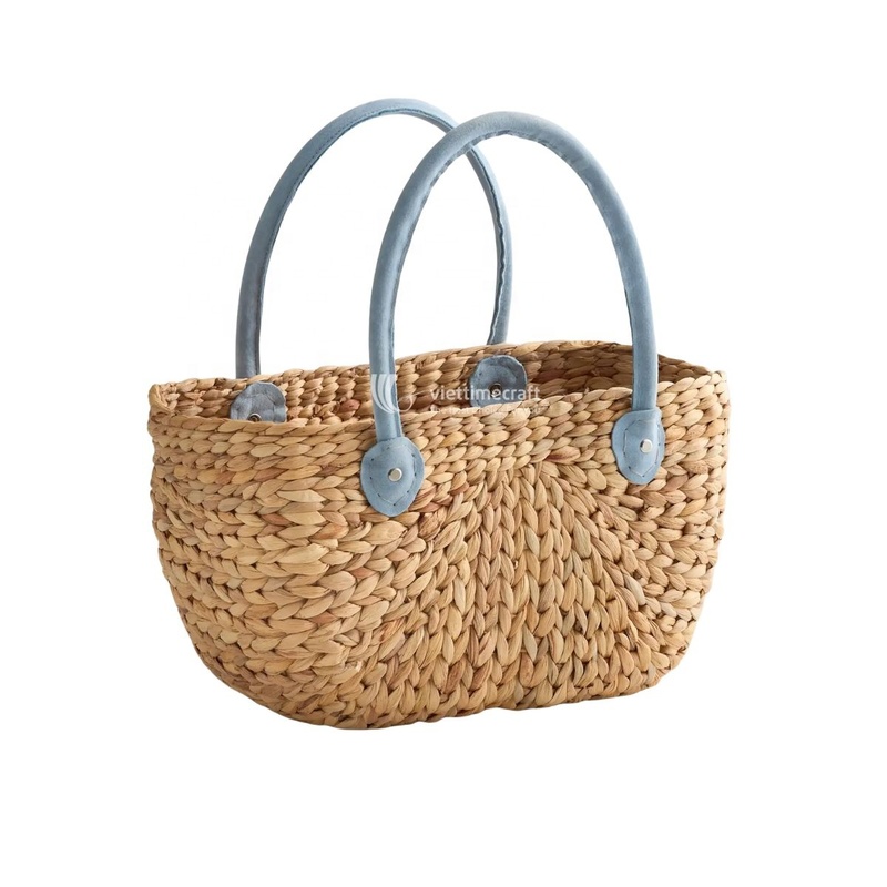 Handwoven Water Hyacinth Shopping Basket with