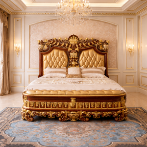 Ensemble de meubles de chambre à coucher de style palais majestueux, lit en teck sculpté à la main de style victorien royal, ensemble de chambre principale taille king, Atlanta - Product Image 2