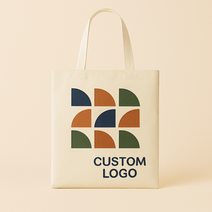 COTTON VOYAGE Customized Logo Printed 100% Cotton Canvas Tote <b>Bag</b> Silk Screen Printing High Quality <b>Medium</b> Zipper Shopping <b>Bag</b> - Product Image 5