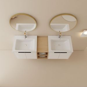 Mobile da Bagno con Chiusura Ammortizzata da 60 Pollici con Lavabo e Piccoli Ripiani Portaoggetti BVC07460WHLTK - Product Image 4