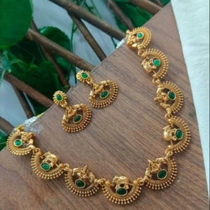 High Quality Brass Ethnic Traditional South <b>Indian</b> Temple Bridal Set Zircon Goddess Design Rose Gold Plated Engagement Party - Product Image 1
