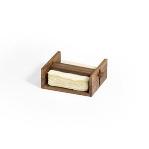 Natural Walnut Finish Solid Wood Napkin <b>Caddy</b> – Tracked Crossbar <b>Table</b> Organizer - Product Image 2