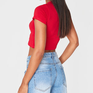 Tendances Été 2026 : Crop tops décontractés pour femmes, T-shirts basiques côtelés à manches courtes, vêtements ajustés et débardeurs - Product Image 4