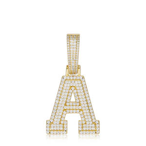 Colgante Personalizado con Inicial en Estilo Burbuja de Moissanita, Joyería Hip Hop, Chapado en Oro y Plata, Unisex, GRA - Product Image 2