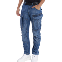Pantalones Vaqueros Cargo Rovic OEM ODM, Corte Recto y Holgado, Tridimensionales, con Múltiples Bolsillos, Transpirables, con Estampado de Patchwork, para Hombre, Otoño