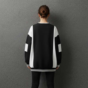 Sweat-shirts oversize pour femmes en deux tons, vêtements d'hiver, 100% coton molletonné, col rond, pull-over, sweat-shirts écologiques pour femmes - Product Image 5