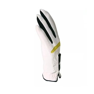 Guante de Golf de Cuero Genuino Premium, Blanco con Detalles Amarillos, Antideslizante, Correa de Muñeca Ajustable, para Mano Derecha, Unisex, para Deportes al Aire Libre - Product Image 3
