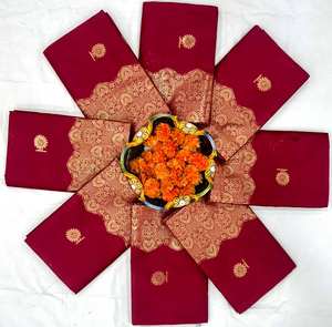 Sari Étnico Indio de Lujo con Estampado de Lámina Dorada y Blusa a Cuadros en Contraste, Tradicional para Bodas, Estilo Antra, Protección Solar, Sin Arrugas - Product Image 5