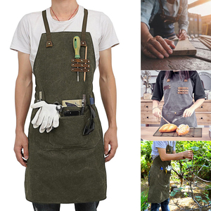 Delantal de Trabajo de Lujo de Lona y Cuero Premium, con Correa Ajustable, para Chef, Barbacoa, Barbero, Carpintero, Taller, Delantal Utilitario Impermeable para Herramientas - Product Image 2