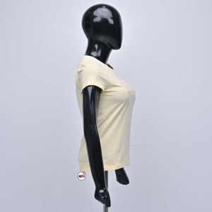 T-shirt pour femme de haute qualité, écologique, avec broderie en sequins et chenille, respirant, manches courtes, col rond, coton, couleur unie - Product Image 3