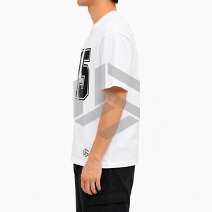 T-shirt formel blanc à manches courtes pour homme avec impression du numéro 15 noir, col rond, tricoté en polyester/coton, coupe ample - Product Image 2