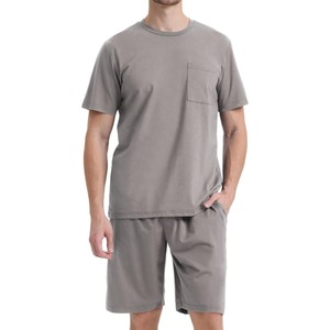 Ensemble 2 pièces homme été, couleur unie, t-shirt et short en coton respirant - Product Image 4