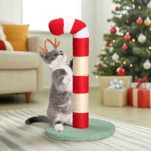 Rascador de gato de bastón de caramelo de Navidad, árbol de gato de Interior de felpa suave con cubierta de sisal, lindos muebles de gato de interior - Product Image 6