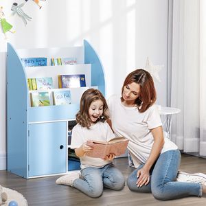 Blu Freestanding per bambini libreria per bambini e giocattolo organizzatore armadietto per libri vestiti e giocattoli - Product Image 2