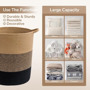 Hot Sale Eco Friendly <b>Large</b> Cotton Rope <b>Basket</b> with Handles Decorative Woven <b>Storage</b> <b>Basket</b> for Home Laundry at Good Price - Product Image 6
