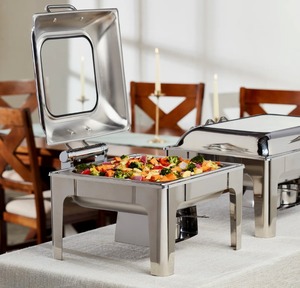 ชุดอุ่นอาหารบุฟเฟ่ต์แบบหรูหรา 2 ชิ้น ขนาดใหญ่ ทำจากสแตนเลสสีเงิน สำหรับงานจัดเลี้ยงและงานปาร์ตี้ ในราคาที่ดีที่สุด - Product Image 3