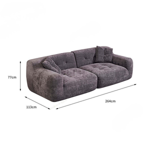 Canapé en tissu gris moderne |   Canapé Minimaliste pour Salon d'Appartement ou de Villa |   Canapé rembourré confortable 2 places/3 places |   Horti Club - Product Image 4