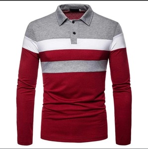 Men Long Sleeve Polo <b>Shirt</b> Color Block <b>Patchwork</b> Cotton Blend Casual Button Up Tee - Product Image 3